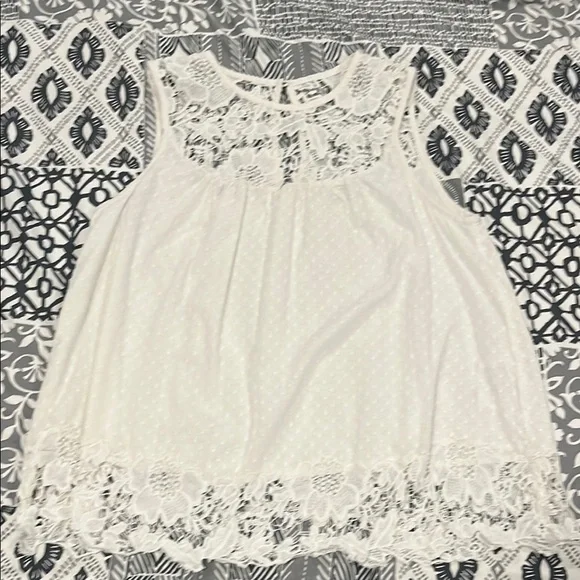 Anthropologie Lace Sleeveless Top Swiss Dot Medium - Picture 4 of 9